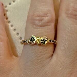Black Spinel W/ Yellow Diamond 18k Yellow Gold Over Sterling Silver Ring 0.38ctw